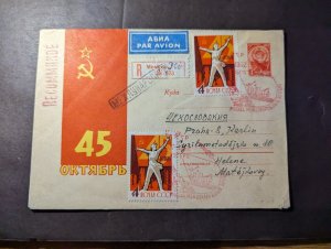 1962 Registered Russia USSR Airmail Cover Moscow to Prague Czechoslovakia