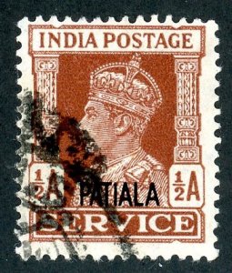 India- Convention States, Patiala, Scott #o64, Used