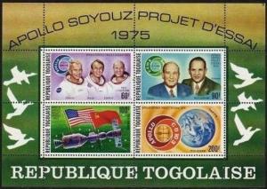 Togo 913,C254-C258,C258a sheet,MNH. Apollo Soyuz space test project,1975.Birds