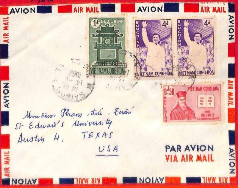 aa3562  - VIETNAM -  Postal History - AIRMAIL  COVER to the USA  1962