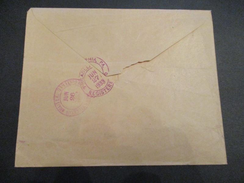 1933 El Salvador Pennsylvania First Flight Logo Scarce Registered Airmail Cover