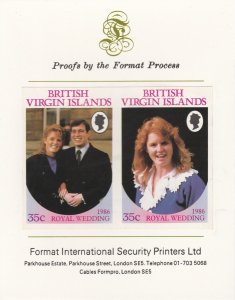 Br VIRGIN Is  1986 WEDDING - ANDREW & FERGIE  imperf on FORMAT INT PROOF CARD