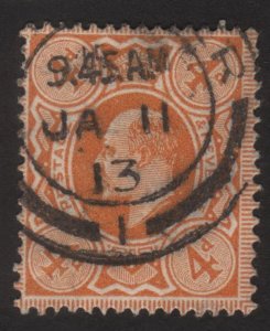 1911, Great Britain, 4p, Used, 15 x 14, King Edward VII, Sc 150, Sg 286