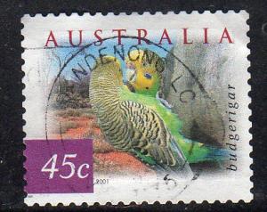 Australia 1991 - Used - 45c Budgerigar (2001) (cv $0.75) (1)