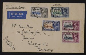 1935 Singapore Straits Settlement Imperial Airways Cover To Scotland Jubilee Set