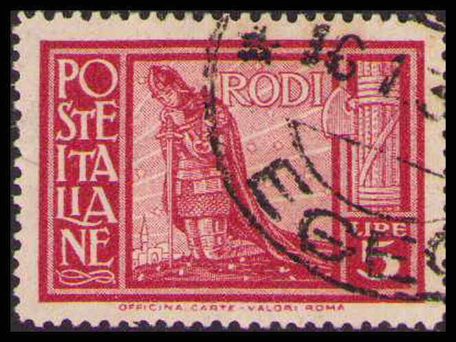 Sc # 22 5L 1929  - Italy Rhodes Rodi Used  CV $140.00