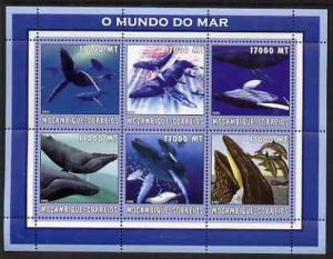 Mozambique 2002 Whales perf sheetlet containing 6 values ...