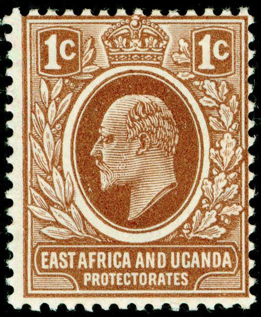 EAST AFRICA and UGANDA SG34, 1c brown, VLH MINT.