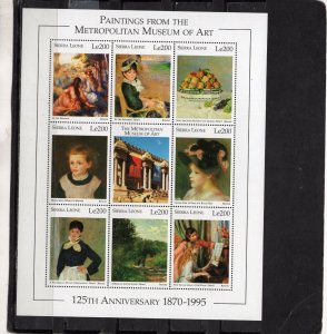 SIERRA LEONE 1996 PAINTINGS FROM METROPOLITAN MUSEUM SET OF 4 SHEETS & 4 S/S MNH 