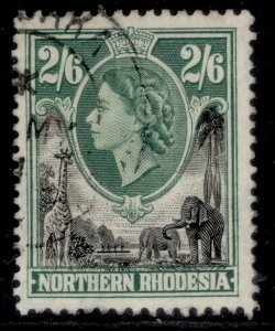 NORTHERN RHODESIA QEII SG71, 2s 6d black & green, FINE USED.