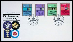 Guernsey Sc#246-249  75th ANNIVERSARY OF SCOUTING / SCOUT (1982) FDC