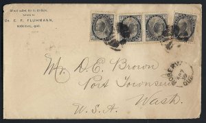 *74 (4) 1899 COVER TO UNITED STATES