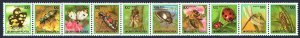 Korea South 1625-1634a strip, MNH. Michel 1655-1664. Insects 1991.