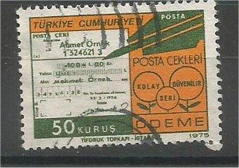 TURKEY, 1975, used 50k, Postal Check Scott 1998