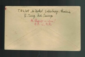 1944 Southern Rhodesia Internment Camp Cover Germany Luthern Missionary Intern