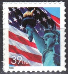 #3978, Single. \Flag /Lady Liberty\, MNH. 39 cent