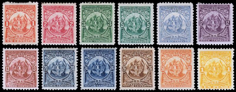 El Salvador Scott 177-188 (1898) Mint H F-VF Complete Set