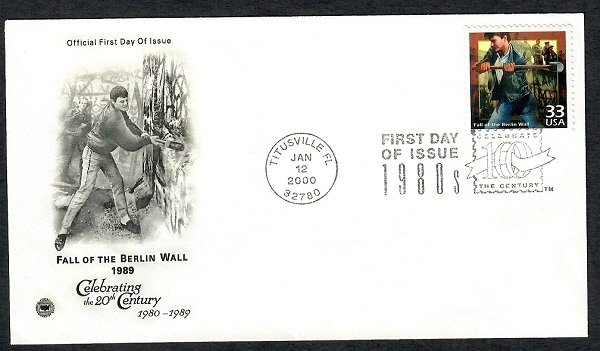 3190k Celebrate the Century Fall of Berlin Wall Unaddressed PCS FDC