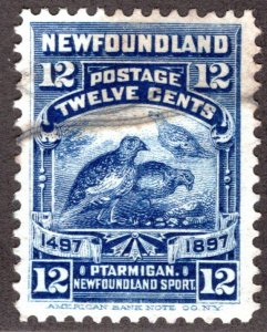 60, NSSC, Newfoundland, 9c blue, willow ptarmigan, VF, Used, Lightly Canceled,