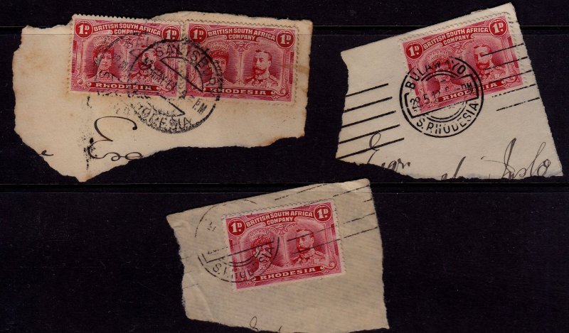 Rhodesia - British South Africa Company Stamps on pieces - Crisp cancellations