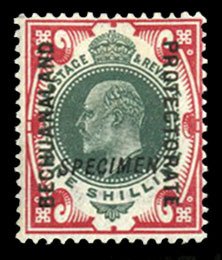 Bechuanaland Protectorate #79S (SG 71s) Cat£110, 1904 1sh scarlet and green,...
