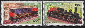 Malagasy Republic #C114-C115  Railroad  (CTO) CV $1.70