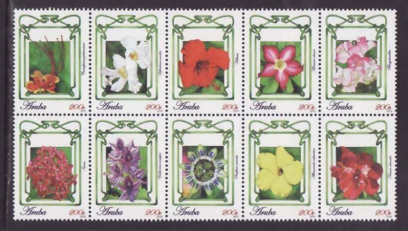 Aruba-Sc#368- id5-unused NH set-Flowers-2010-