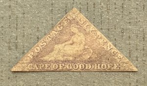 Cape of Good Hope 5 / 1855-1858 6p Pale Lilac Hope Seated Triangular /Unused