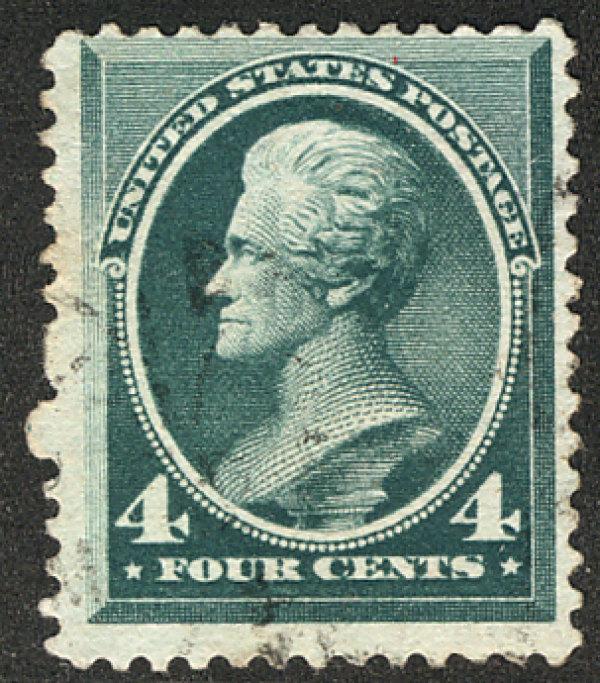 US #211 F/VF used, nice large margins,  barely canceled,  fresh color and sel...