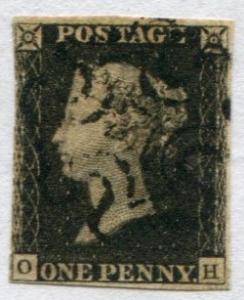 Great Britain SC# 1 Victoria Penny Black 1p Black Maltese Cancel