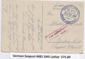 German Seapost #481 SMS Lothar, 1917 (M6314)