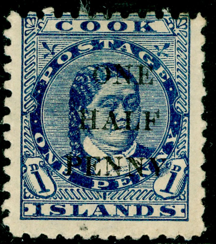 COOK ISLANDS SG21, ½d on 1d blue, M MINT. Cat £32.