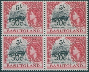 Basutoland 1961 50c on 5s black & carmine-red Type II SG67a MNH block