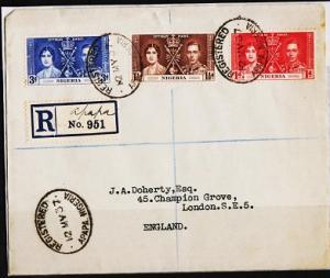 Nigeria. 1937 Cover. Coronation. S.G.46/48 Fine Used