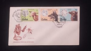 D)1975, CUBA, FIRST DAY COVER, ISSUE, DEVELOPMENT OF VETERINARY MEDICINE,