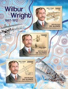 GUINEA - 2012 - Wilbur Wright - Perf 3v Sheet - Mint Never Hinged