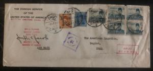 1941 Cairo Egypt American Legation Diplomatic Air cover To Bagdad Iraq Signed D