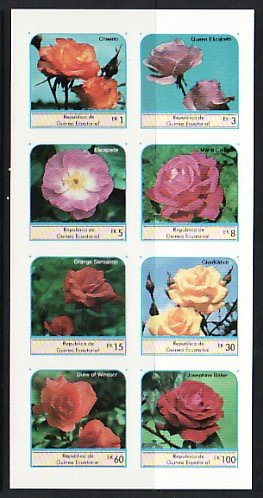 Eq. Guinea, 1982 issue. Roses, IMPERF sheet of 8. ^