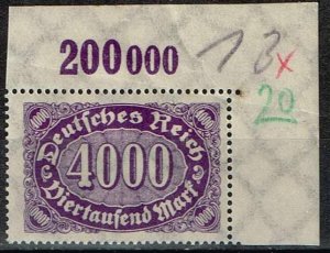 Germany 1923,Sc.#207 MNH, diff. colour, Plate Printing Margin cv € 1,50