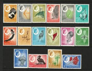 Swaziland 1962 QEII set complete superb MNH. SG 90-105. Sc 92-102.