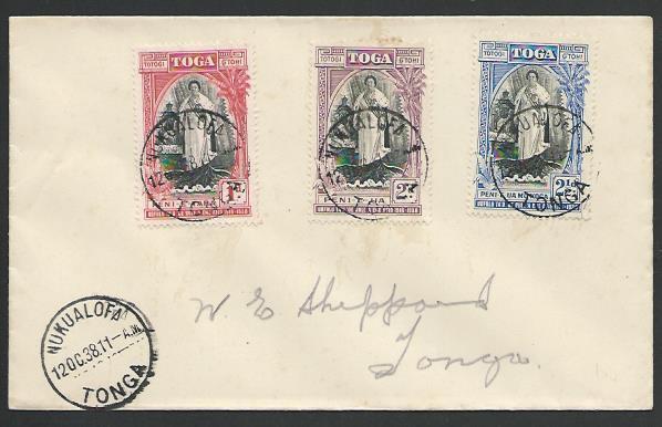 TONGA 1938 20th Anniv set on FDC - Nukualofa cds...........................27485