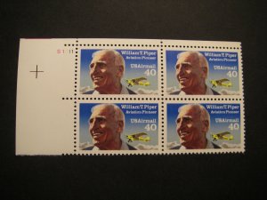 Scott C132, 40c William T. Piper, PB4 #S1111 UL, MNH Airmail Beauty, CV $40