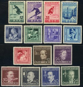 Austria #B138-B141 #B142-B145 #B146-B151 Semi-Postal Stamp Collection 1936 MLH