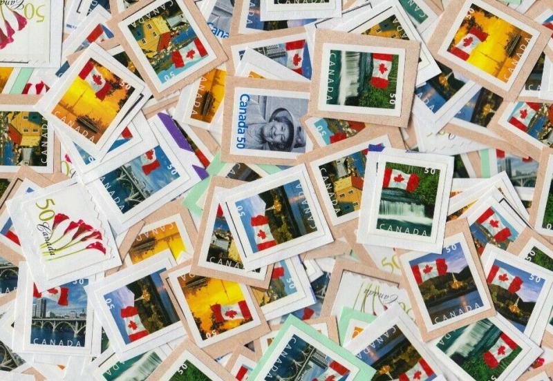 Canada UNCANCELLED Used/ Mint face Value FV $250.00 CAD postage stamps 500 X 50c