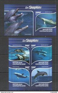 2015 Central Africa Fauna Marine Life Dolphins Les Dauphins Kb+Bl ** Ca279