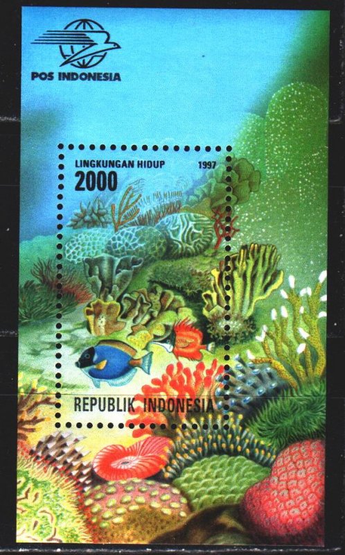 Indonesia. 1997. bl122. Fish, fauna. MNH. 