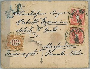 36765 AUSTRIA - ENVELOPE from TRIESTE to ALEXANDRIA - TAXED AT...-