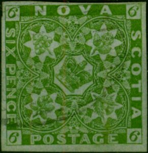 Nova Scotia 1851 6d Yellow-Green SG5 V.F.U