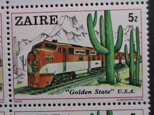 ZAIRE-1980 SC# 935-42-WORLD FAMOUS TRANIS-MNH IMPRINT BLOCK SET VERY FINE