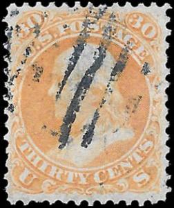 1861 US  SC # 71 USED VF XF NH ng ULTRAMARINE GRID CANCEL - SOUND